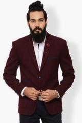 Invern By Monteil Maroon Solid Blazer men