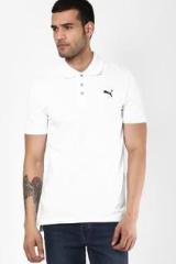 Puma White Solid Polo T Shirts men