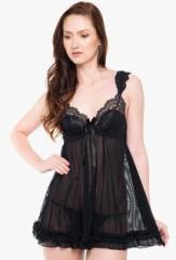 Baloono Black Solid Babydoll women