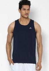 Adidas Navy Blue Round Neck Vest men