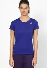 Adidas Polyester Blue Slim Fit T Shirt women