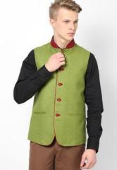 Afluence Solid Green Waistcoat men