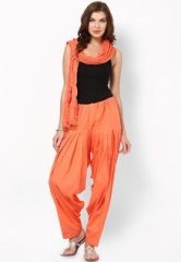 Aks Plain Orange Color Patiala With Dupatta women