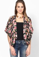 Alia Bhatt For Jabong Black Color Floral Printed Soft Shrugs women