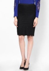 Alia Bhatt For Jabong Pretty Black Pencil Lace Skirt women