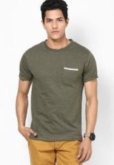 American Derby Polo Club Olive Marl Round Neck T Shirt With Pocket men