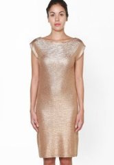 And Golden Solid Shift Dress women