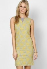 And Printed Lemon Colour Dress women