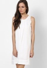 And White Solid Dress women