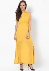 And Yellow Solid Dress women