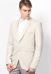 Andrew Hill Beige Mixed Linen Blazer men