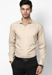 Andrew Hill Beige Poplin Full Sleeve Formal Shirt men