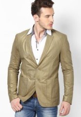 Andrew Hill Smart Beige Full Sleeve Cord Blazer men