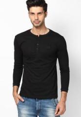 Andrew Hill Smart Black Full Sleeve Henley T Shirt men