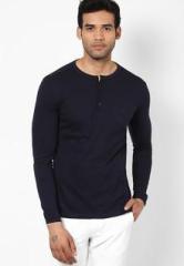 Andrew Hill Smart Navy Blue Full Sleeve Henley T Shirt men