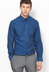 Arrow Striped Navy Blue Formal Shirt men