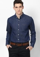 Atorse Solid Navy Blue Casual Shirt men