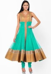 Aujjessa Green Solid Anarkali women