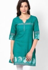 Aurelia Cotton Green Solid Kurti women