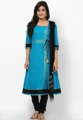 Aurelia Cotton Teal Solid Suit Set women