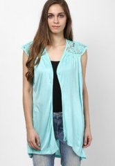 B Kind Aqua Blue Embroidered Shrug women