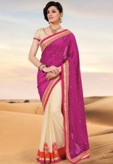 Bahubali Cream Embellished Saree women