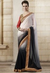 Bahubali White Embroidered Sarees women