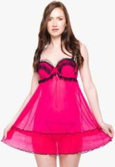 Baloono Magenta Embellished Babydoll women