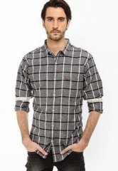 Basics Life Checks Grey Casual Shirt men