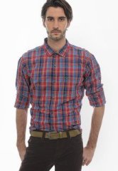 Basics Life Checks Red Casual Shirt men