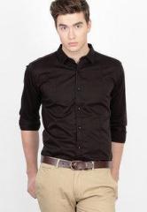 Basics Life Solid Brown Slim Fit Casual Shirt men