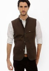 Basics Life Solid Brown Waistcoat men