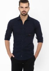 Basics Life Solid Navy Blue Casual Shirt men