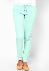 Being Human Clothing Green Solid Chinos women