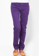 Being Human Clothing Purple Solid Chinos women