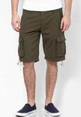 Being Human Clothing Solid Khaki Shorts men