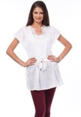 Belle Fille Cap Sleeve Solid White Tunic women