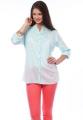 Belle Fille Full Sleeve Solid Light Blue Tunic women