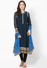 Biba Blue Cotton Printed Suit Set women