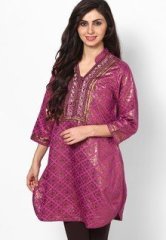 Biba Cotton Blend Magenta Kurta women