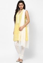 Biba Cotton Blend Yellow Suit Set women