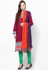 Biba Purple Cotton Solid Dupatta women