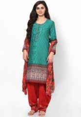 Biba Red Cotton Printed Bottom And Dupatta women