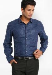 Black Coffee Checks Navy Blue Formal Shirt men