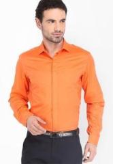 Black Coffee Solid Orange Formal Shirt men