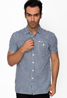 Blumerq Checks Navy Blue Casual Shirt men