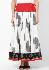 Bohemyan Blue Cotton White Skirt women