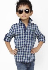 Bon Organik Navy Blue Casual Shirt boys