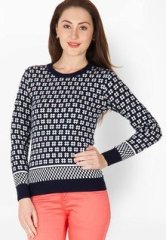 British Cross Navy Blue Printed Sweatshirts women