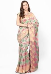 Bunkar Beige Sarees women